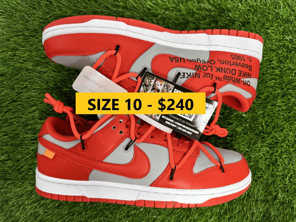OFF WHITE NIKE DUNK LOW UNIVERSITY RED WHITE GRAY NEW SALE SNEAKERS SHOES MEN SIZE 10 44 A5