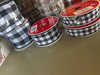 Black and White Buffalo Check Wired Ribbon Spools