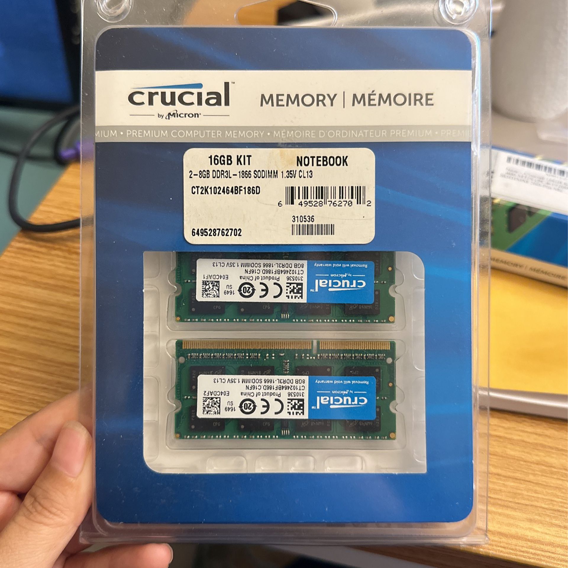 Crucial 16GB (2x8GB) Laptop Memory
