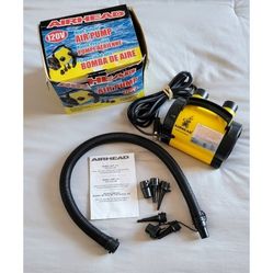Airhead 120V High Pressure Air Pump With Universal Valve Fittings Tips & Nozzle Kit