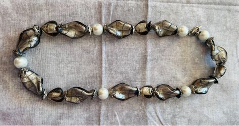 Silver & Black Dichroic Glass Bead Necklace