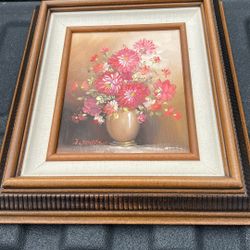 Old Painting Flowers And Vase