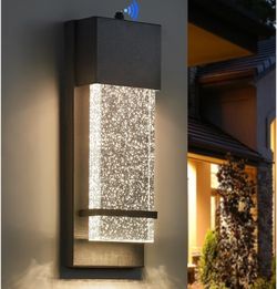 1045: New Dusk to Dawn Porch Lights, Modern Black Wall Sconce with Crystal Bubble LED, Outdoor Lighting Fixture, 1 Pack

Color: 1 Pack（Black)
