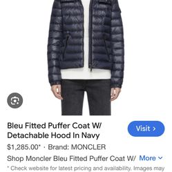 Blue Fitted Puffer Coat Moncler Used