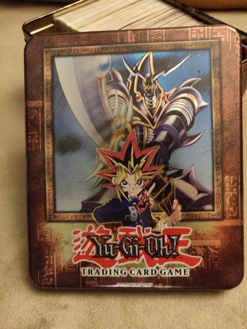 Yu-Gi-Oh cards with tin
