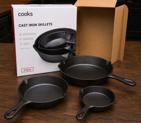 Cooks Cast Iron Skillets 3 Pack