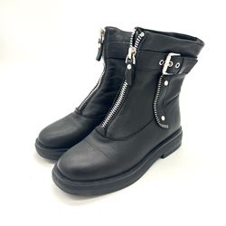 Genuine Leather Fur Boots Ankle Booties Zipper Booties Slipon Boots Combat Boots