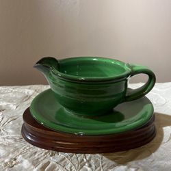 Pottery Gravy Boat And Saucer