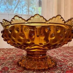 Fenton Amber Hobnail Footed Bowl Compote