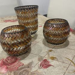 Mosaic Candle Holders 3 Set