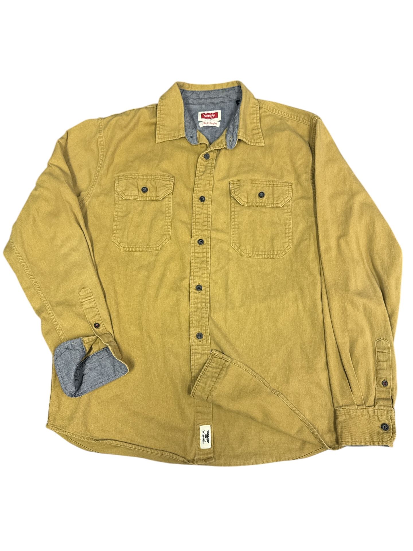 Wrangler Shirt Men's Large Flex For Comfort Button Up Long Sleeve