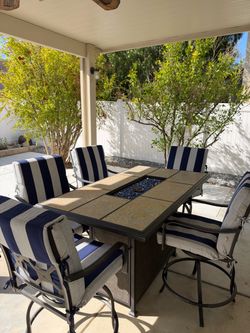 6 Piece Outdoor Patio Furniture Set with Fire Pit