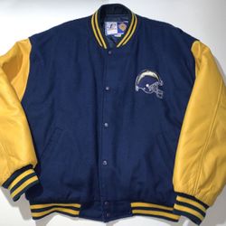 San Diego Chargers Rare Logo Athletic Varsity Leather Wool Jacket 