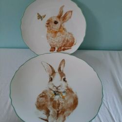 Grace~2 Easter Bunny plates w Scallop edge. 1 dinner 10.5"~1 salad plate 8.5"
