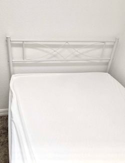 White Twin Metal Bed & mattress. $40 only!