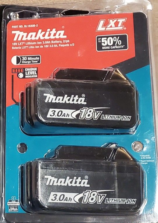 Makita 18V 3.0 Battery 2 Pack New In Box