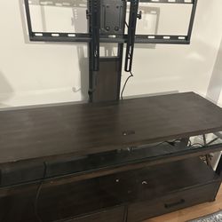 Floating Tv Media Stand Wood Glass Metal 