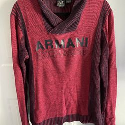 LIKE NEW- Men’s Armani Exchange Shawl Collar Red Logo Sweater