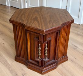 Hexagonal Walnut Wood Cabinet Side Table