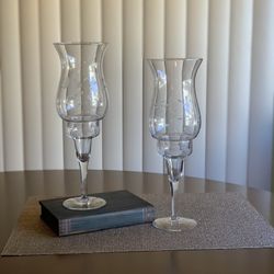 Princess House Heritage Hurricane Lamp Candle Holders Set Of 2