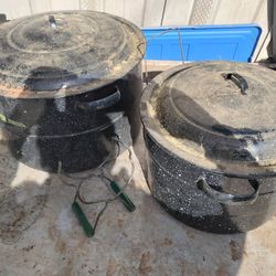 2 New Canning Pots: One Large, one Medium Size 