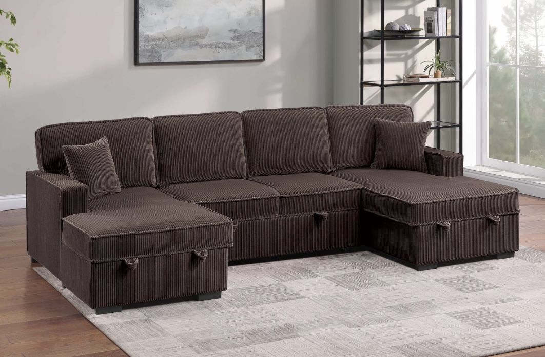 Corduroy Sectional Sleeper Sofa