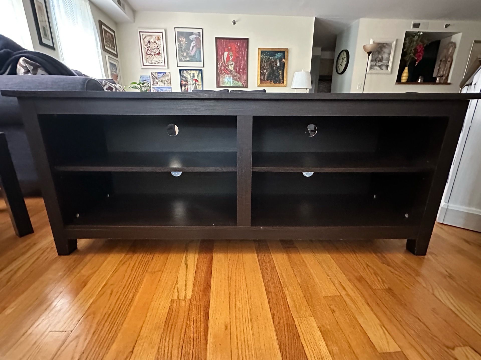 TV Stand / Media Console 58” Dark Wood – Very Good Condition