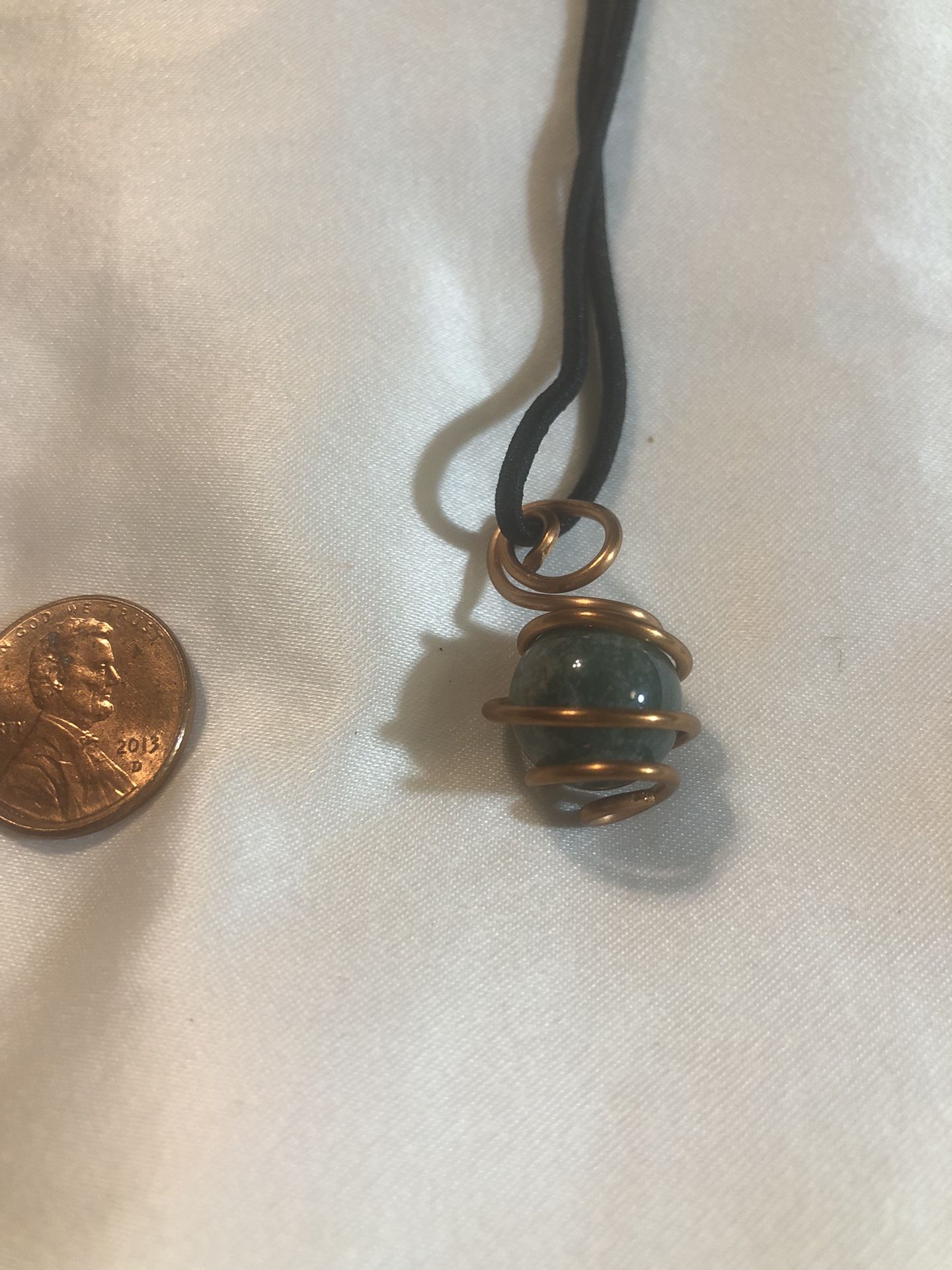 Crystal # 9 Sphere Copper Wired Pendant 
