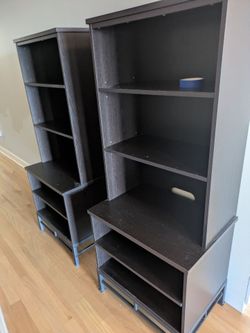 Two bookcases/media console