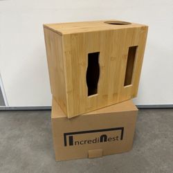 IncrediNest Bamboo Grocery Bag & Trash Bag Dispenser