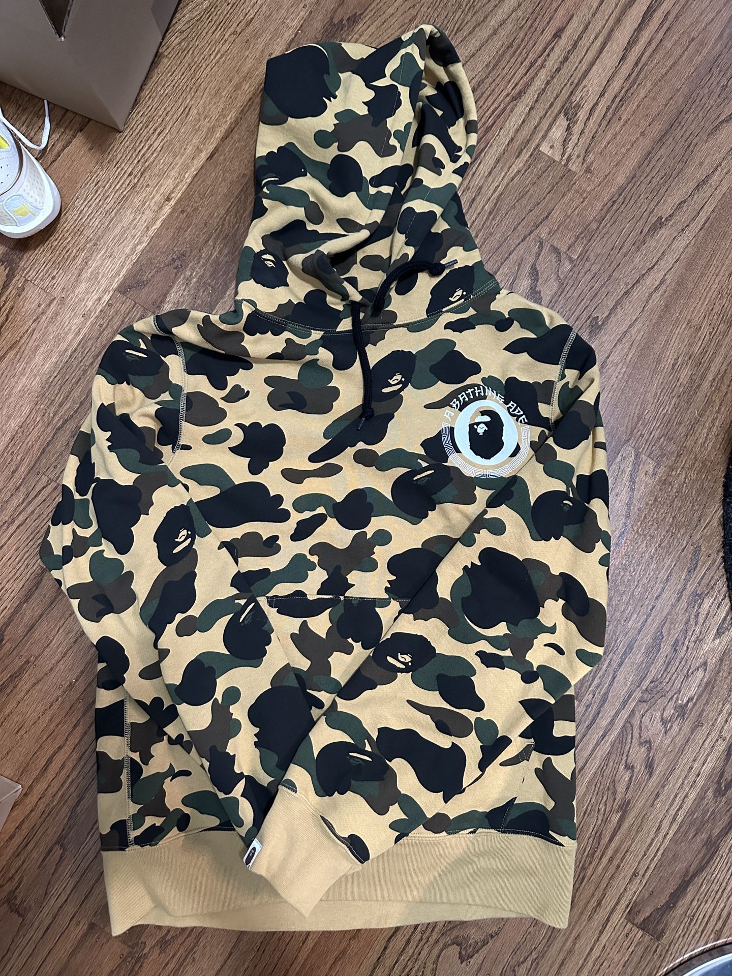 Pre Owned Bape Yellow Camo Hoodie Size Large