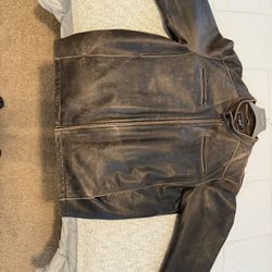 Black Rivet Distressed Leather Jacket