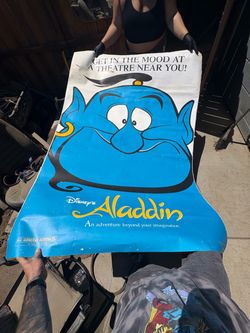 Vintage 1992 Disneys Aladdin movie poster 47”x70