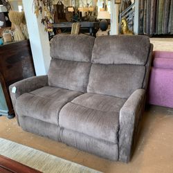 Brown Upholstered Power Recliner Loveseat