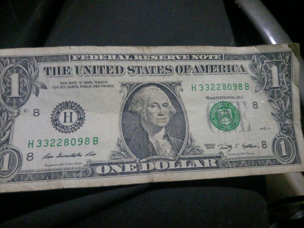 Dollar. Note. RARe. Hard To Find. 2009 Star Collectible