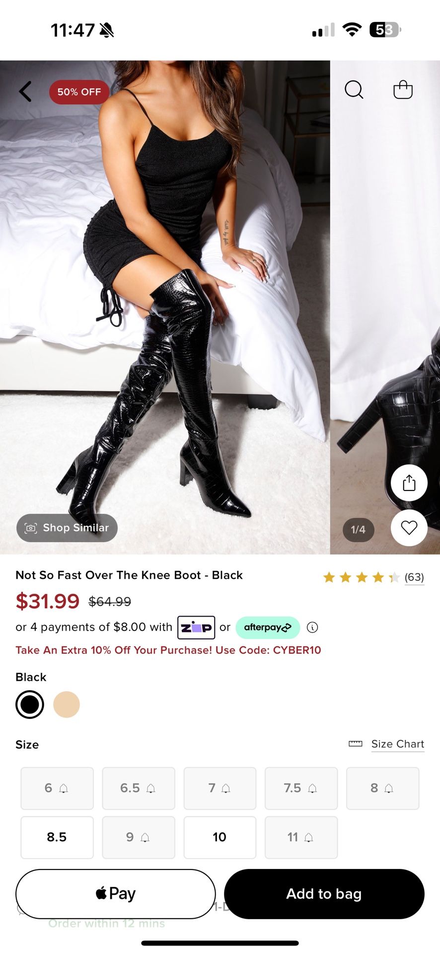 Knee high heel Boots black