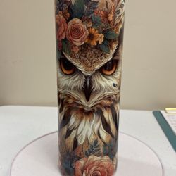 20 Ounce Owl,flowers, and butterflies Tumbler (item T-209)