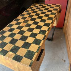 Checkered wood desk table 46x21
