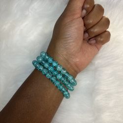 2 Light Turquoise Basic Beaded Bracelet