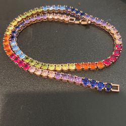 Rainbow CZ Tennis Chain Choker