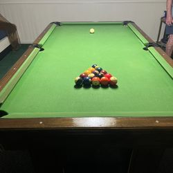 Pool Table, Balls, Cues Etc 