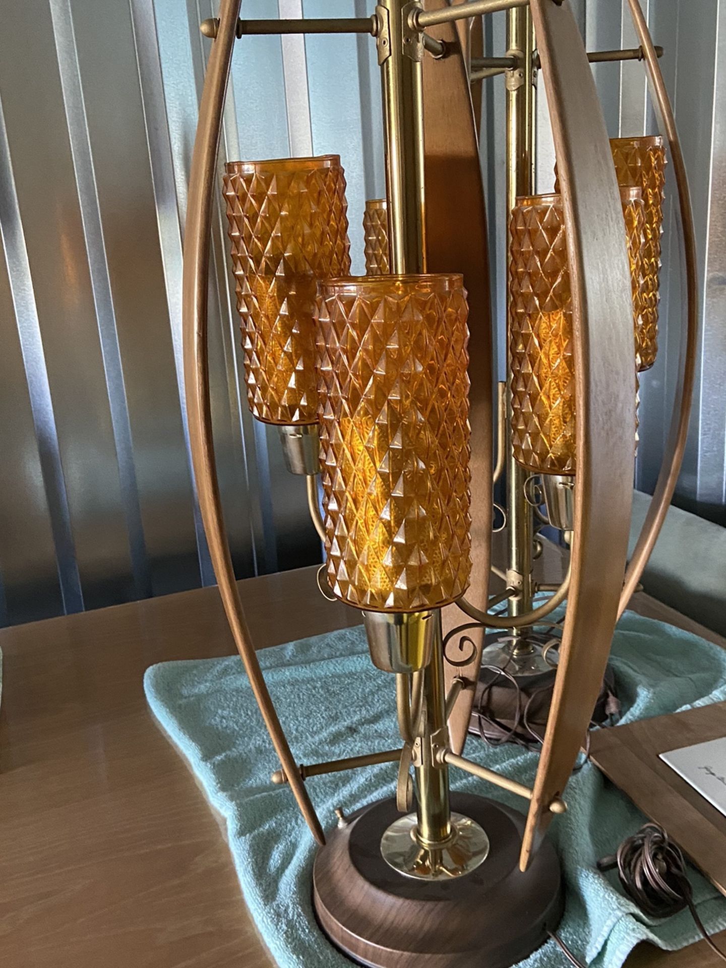 Mid Century table Lamp 400.00 Each Wood Glass