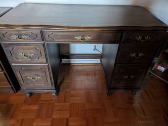 Wooden Desk and Wooden File Cabinet