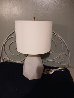 White Geometric Table Lamp with Drum Shade
