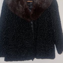 Lamb Fur With Rabbit Trim Coat 