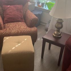 Reading Chair With Ottoman And Throw Pillow 