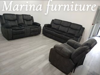3- Reclining Sofa Set Dark Gray
