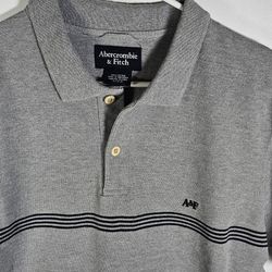 Men’s Gray Abercrombie & Fitch  Button Down Medium  Short Sleeve Polo Shirt