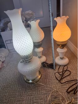 Vintage hobNail lamps lanterns Grandma core cottage core