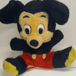 Vintage Mickey Mouse Stuffed Plush 9" Collectible R.Dakin 1970s Souvenir Nutshel